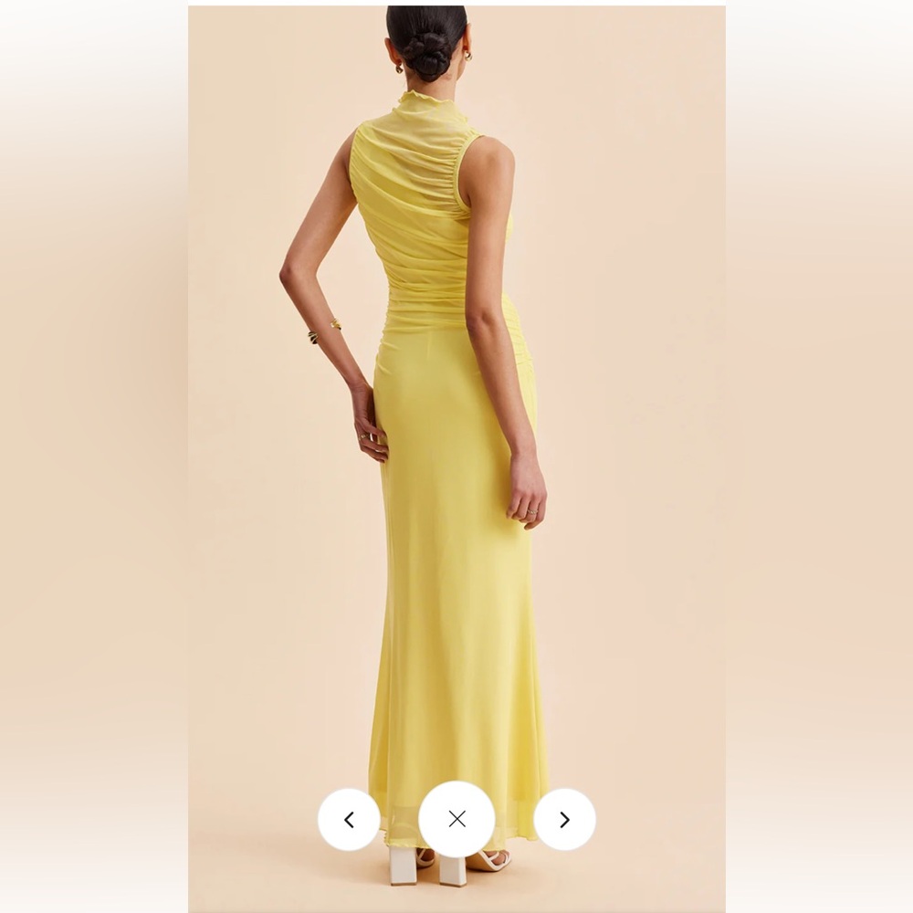 Commense Yellow Sleeveless Ruched Maxi Dress - Picture 2 of 7